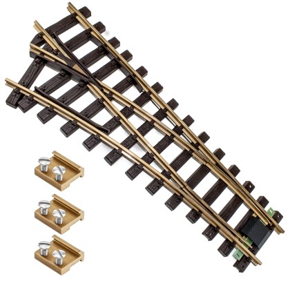 Weiche links Messing Radius 90 cm mit Verbinder