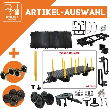 Rungenwagen schwarz/gelb als Spur-G Bausatz