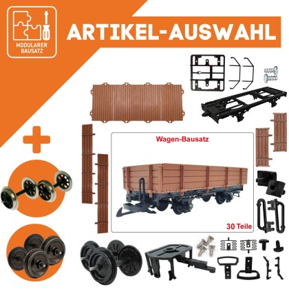 Niederbordwagen gerade braun als Spur-G Bausatz
