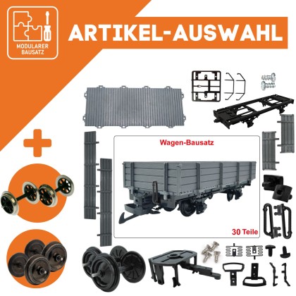 Niederbordwagen gerade grau als Spur-G Bausatz