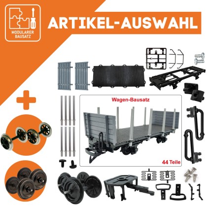 Rungenwagen mit Seitenwänden schwarz/grau als Spur-G Bausatz