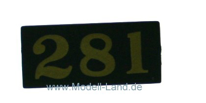 Nummernschild 281 Dampflok UP LGB 72332-E003