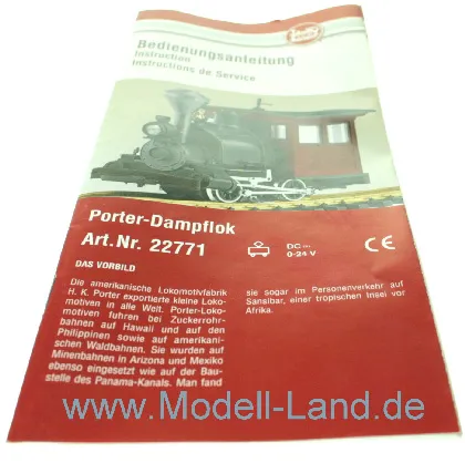 Bedienungsanleitung Dampflok Porter LGB 22771-E298