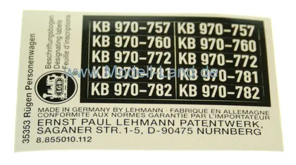 Beschriftung schwarz Personenwagen DR LGB 30350-E198