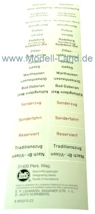 Beschriftung Personenwagen 6Fenster LGB 31400-E198