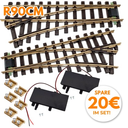 2x Weiche links und rechts Radius 90 cm mit 2 x DIGITAL-Antriebe