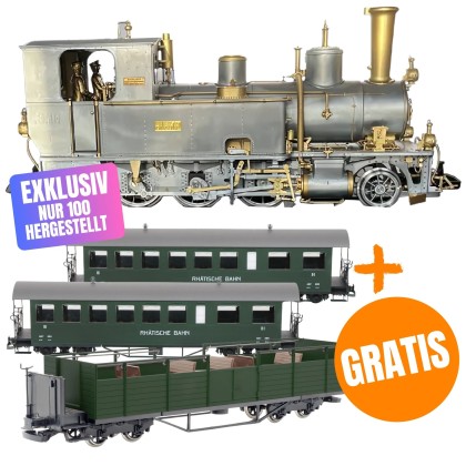Dampflok Rhätia 3/4 LGB 26276 Exklusives Set mit 3 RhB Wagen GRATIS ML-Train 8200268