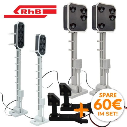 RhB Lichtsignal-Set 2x Vorsignal 2x Hauptsignal und GRATIS 2x Zwergsignal ML-Train 8200274