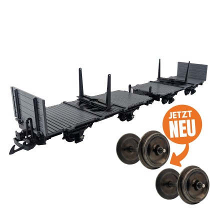 Drehschemelwagen Set schwarz/grau mit Metallräder Bausatz ML-Train 88920630