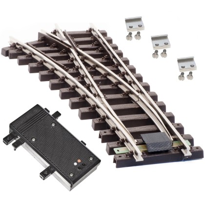 Weiche links Set Vernickelt R 90 cm mit EPL Weichenantrieb ML-Train 8930036