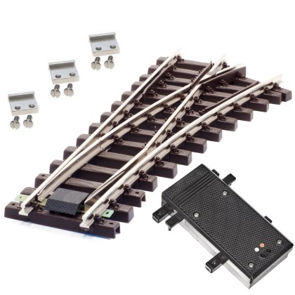 Weiche rechts Set Vernickelt R 90 cm mit EPL Weichenantrieb ML-Train 8930040