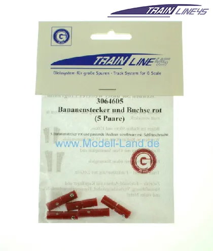 5 x Stecker und Buchse Bananen-Verbindung rot Train Line