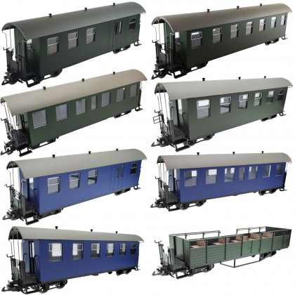 ML-Train Pack- und Personenwagen, Schienencabrio