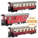 Personenwagen mit 7 Fenster und Packwagen 3-Set HSB Train Line 8200258