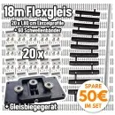 Gleis-Bau Set mit 18 m Gleisprofile vernickelt, 60 Flex-Schwellenbänder, 20 Schienenverbinder & GRATIS Gleisbiegegerät