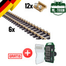 6x Flexgleis gerade 150 cm mit 12 Schraub-Verbindern + Gratis Bit-Set ML-Train 8911559