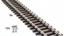 6x Gleis gerade 150 cm vernickelt mit Verbindern ML-Train 8911592