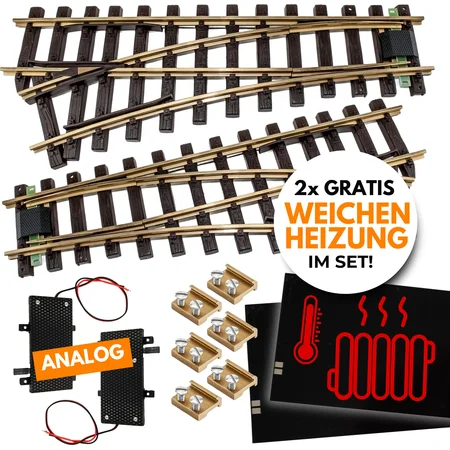 Weichen Messing R3 (1x 8921255 + 8921265) + Weichenantriebe (2x 84012010) + Weichenheizungen (2x 84003032)