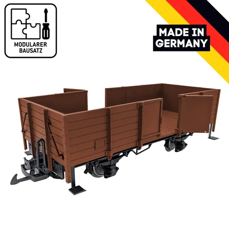 Hochbordwagen braun mit Türen zum Öffnen und Magnetverschluss als Spur G Bausatz ML-Train 88900060