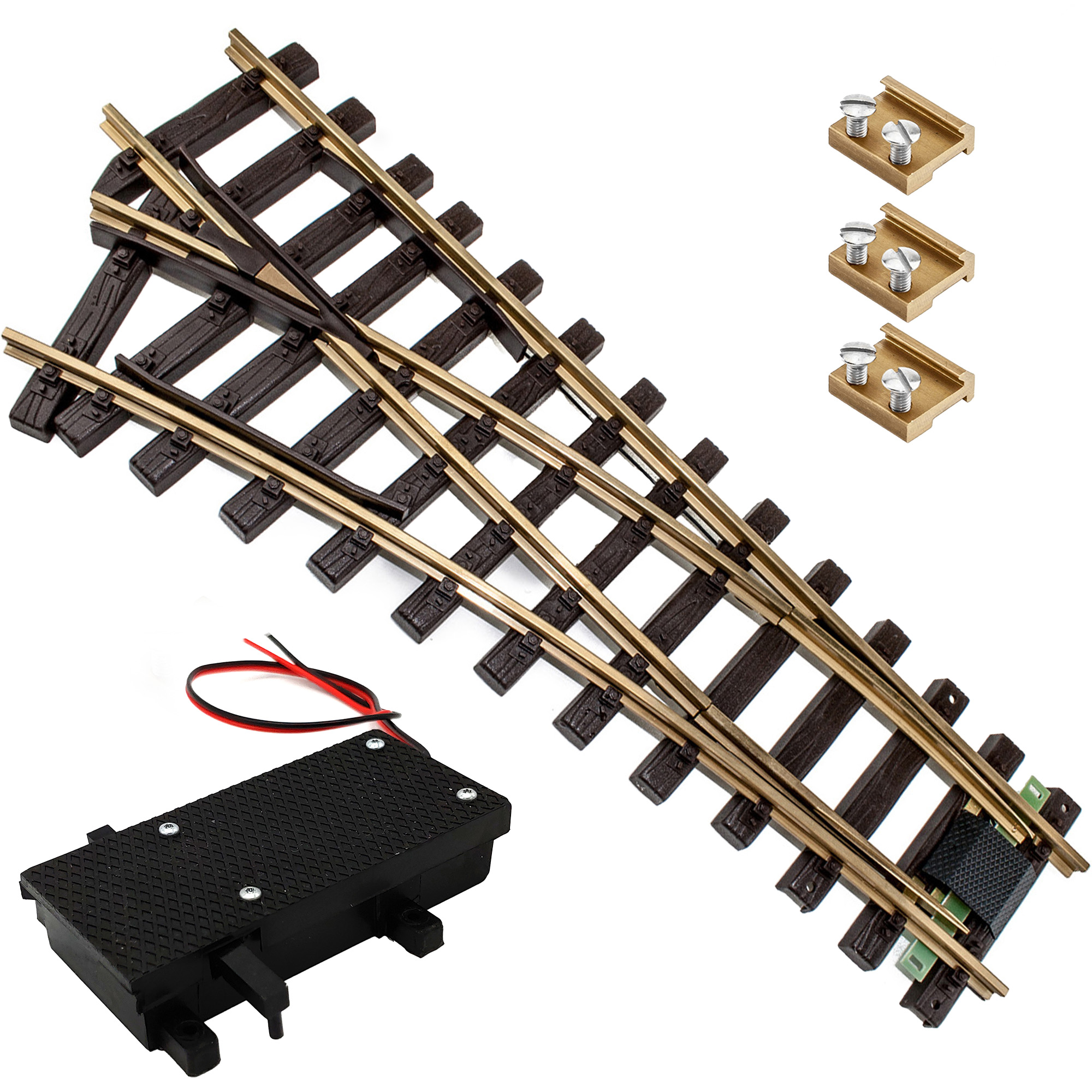 Weiche links Set Messing R 90 cm mit digitalen Weichenantrieb ML-Train 8930002