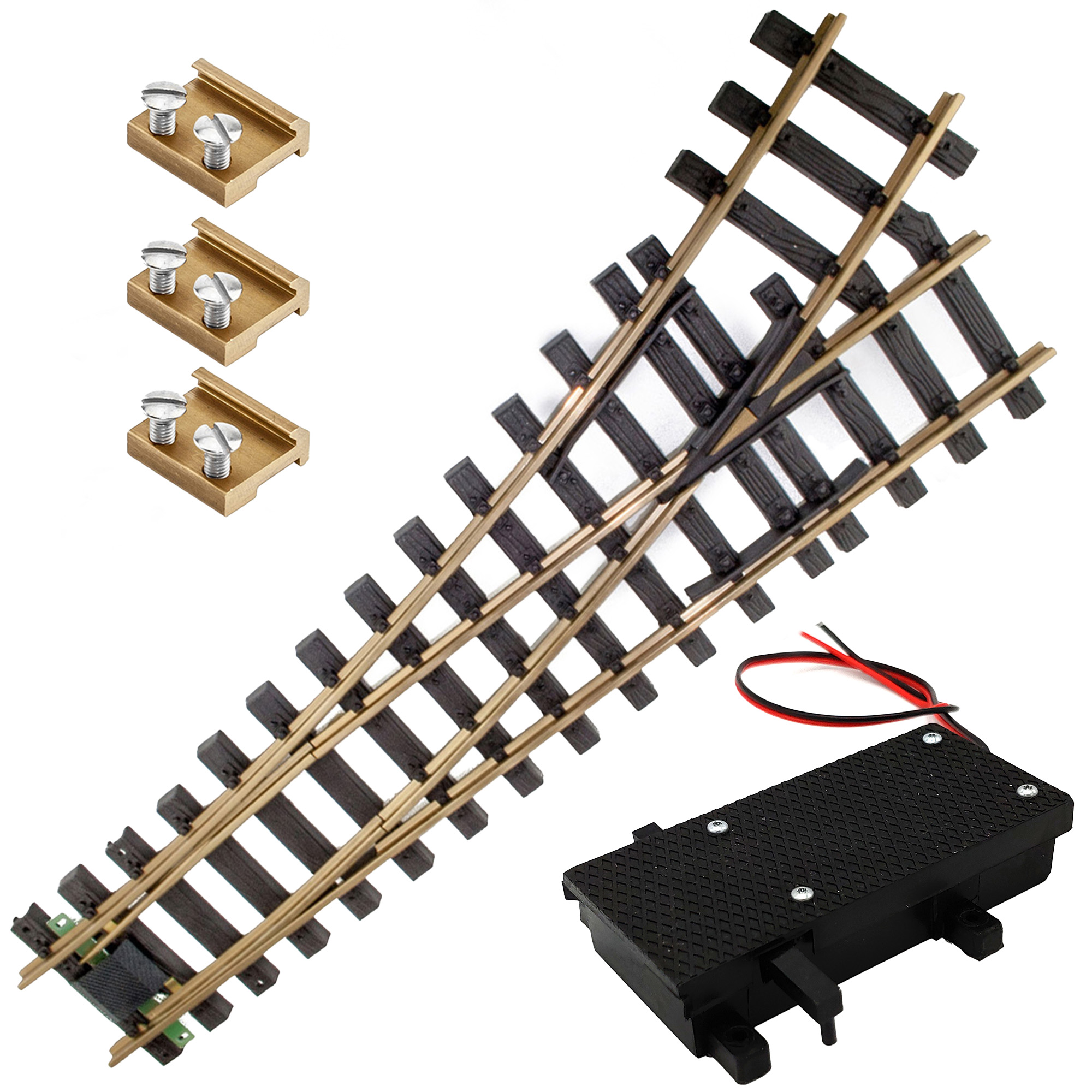Weiche links Set Messing R3 120 cm mit digitalen Weichenantrieb ML-Train 8930010