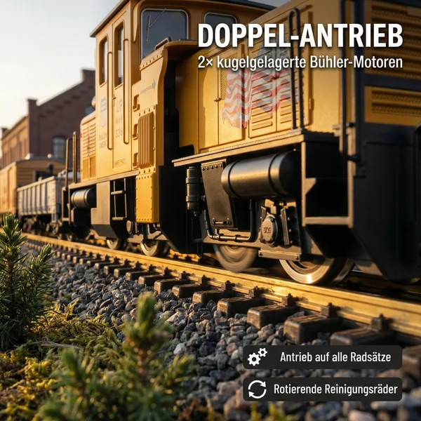 Schienenreinigungslok USA LGB 21672 - Kraftvoller Doppel-Antrieb