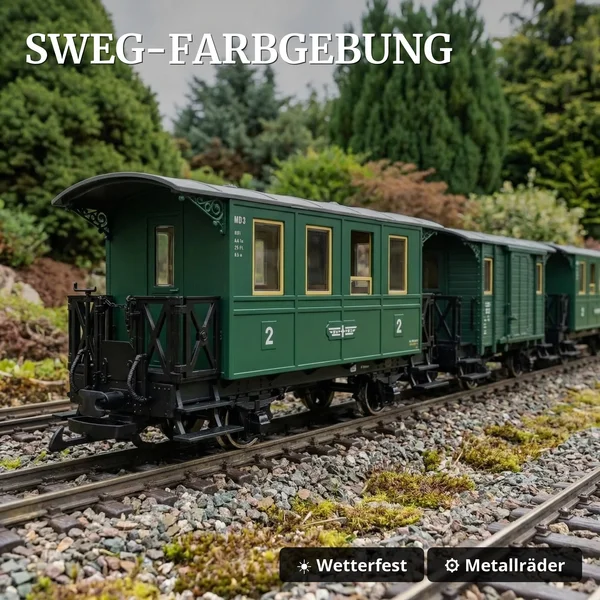 Personenwagen MD 3 Jagsttalbahn moosgrün LGB 30142 - SWEG-Farbgebung