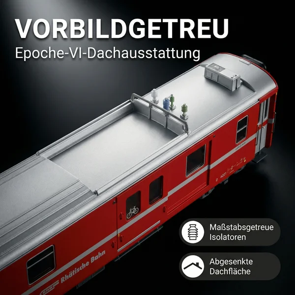 Gepäckwagen RhB LGB 30693 - Vorbildgetreue Epoche-VI-Dachausstattung