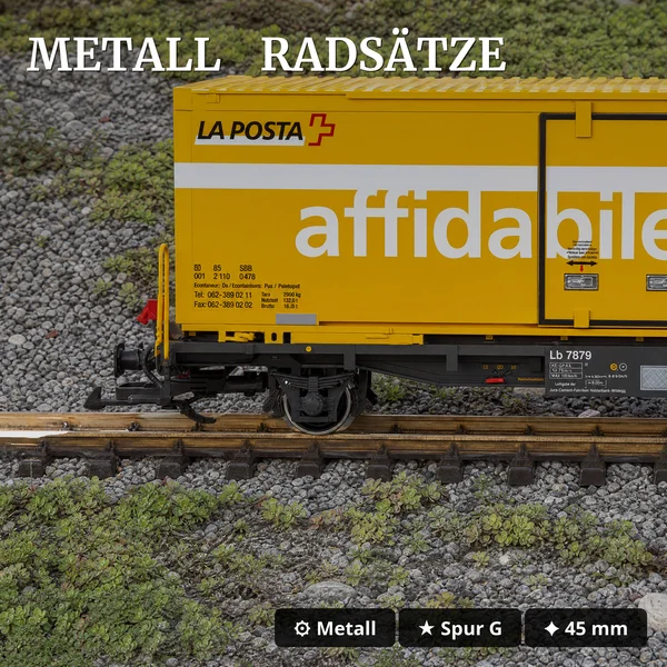 Post Containerwagen-Set RhB LGB 45886 - Metall­radsätze
