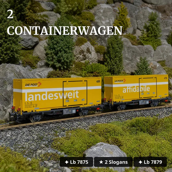 Post Containerwagen-Set RhB LGB 45886 - 2 Containerwagen