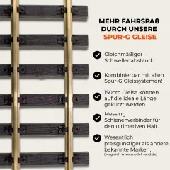 18 Meter Flex-Gleis mit zusätzlich 24 Verbinder für Gartenbahn Spur-G - Zuverlässige Stromverbindung mit ML-Train Verbindern