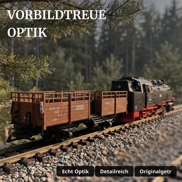 HSB Fahrrad- & Cabriowagen Set Spur G – KC901-157 & 901-157 Güterwagen mXion 8200280 - Vorbildtreue Optik