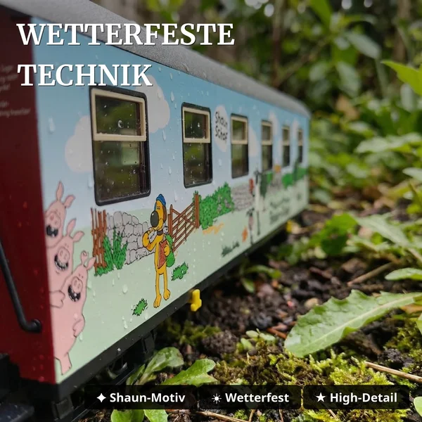 Shaun das Schaf Sonderwagen-Set –  Liebe und Erde – 2 Personenwagen nach HSB-Vorbild Spur-G Train Line 8200285 - Wetterfeste Technik
