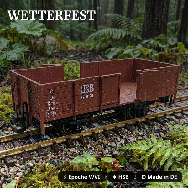 HSB Triebwagen T1 digital mit Zimo Decoder und Sound im Set mit Güterwagen HSB 99-03-21 Spur G Train Line 8200287 - Wetterfest