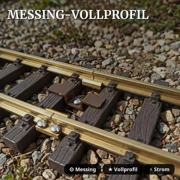 Großes Gleisoval-Set Messing R3 120 cm 510 x 240 cm Spur G mit Zubehör ML-Train 8200288 - Messing-Vollprofil