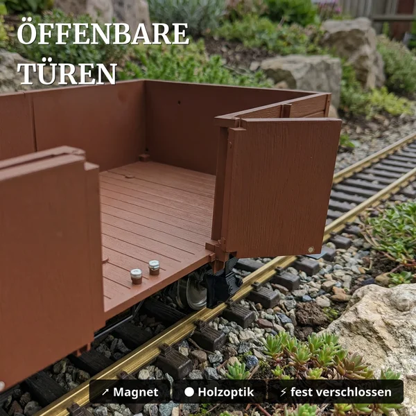 Bausatz-Set mit Diesellok V3 der DEV analog und 2 Hochbordwagen in braun ML-Train 8200291 - Öffenbare Türen