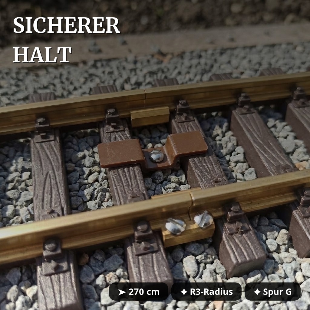 Bahnhofs-Set R3 Länge 270 cm - Spur G Gleiserweiterung LGB-kompatibel ML-Train 8200292  - Sicherer Halt