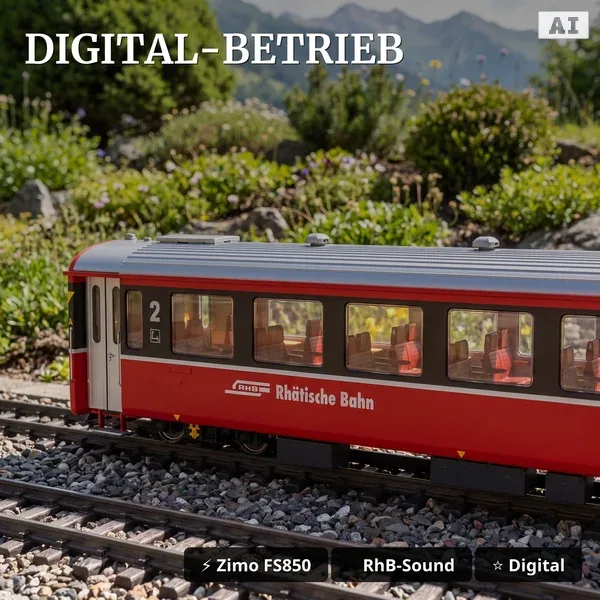 RhB Personenwagen EW III digital 3er Set - 1. Klasse und 2. Klasse - mit Zimo-Decoder und Sound Train Line 8200297 - Digital-Betrieb