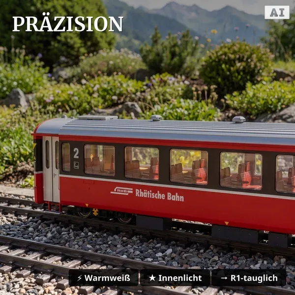 RhB Personenwagen EW III analog 3er Set - 1. Klasse und 2. Klasse Train Line 8200298 - Präzision