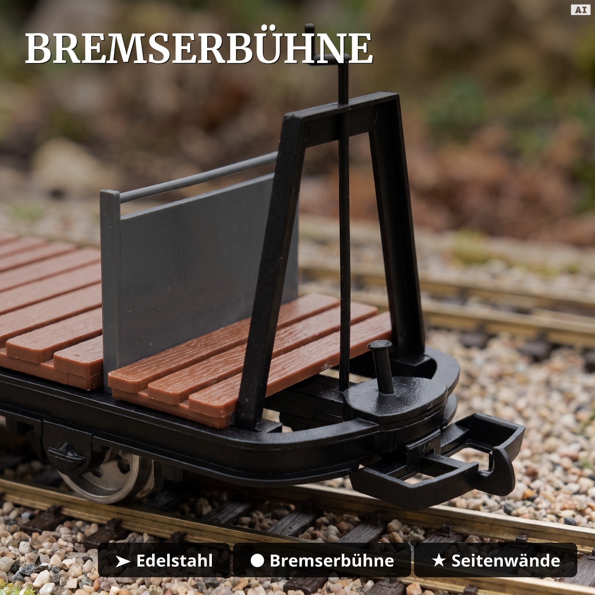 6er-Set Feldbahnwagen mit Figur Feldbahn Lokführer – 4x Kastenlore, 1x Lore mit Bremserbühne, Spur G Bausatz ML-Train 82 - Bremserbühne