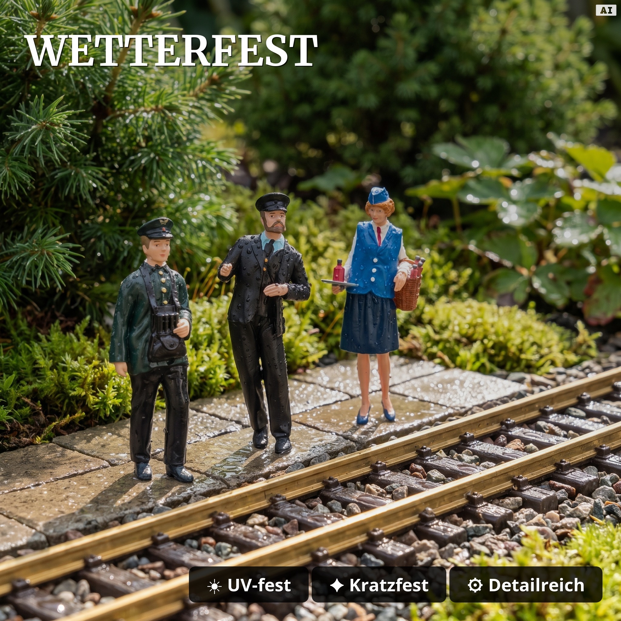 Figuren-Set – Lokführer und 2 Zugbegleiter – Spur G ML-Train 8200303 - Wetterfest