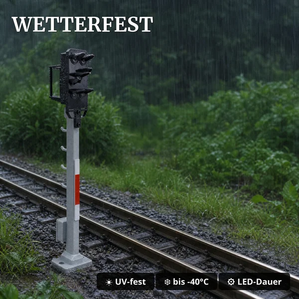 Lichtsignal Typ HL Kompaktsignal DR Spur G mit Decoder – Betonmast – ML-Train 83804635 - Wetterfest