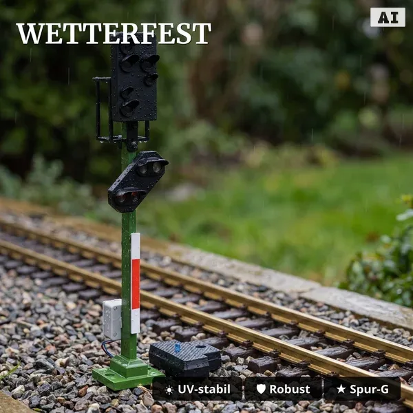 Lichtsignal Typ HV Hauptsignal mit Vorsignal für Spur G analog / digital mit Decoder ML-Train 83804641 - Wetterfest