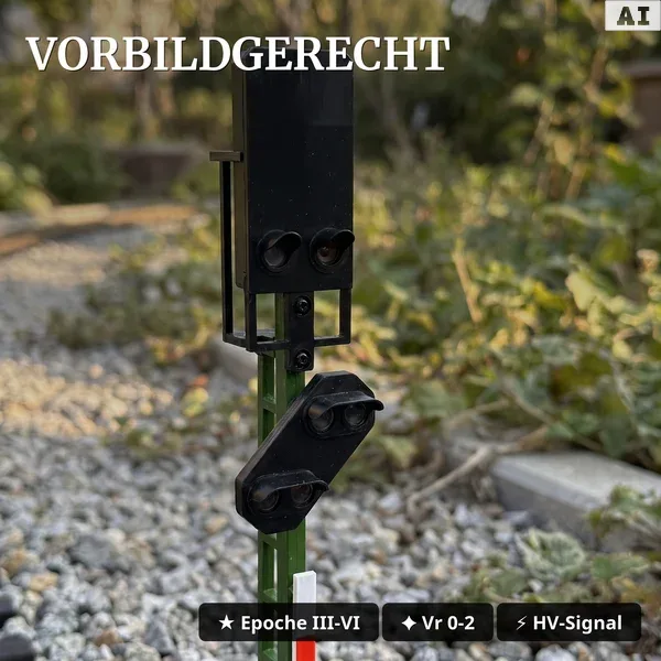 Lichtsignal Typ HV Blocksignal mit Vorsignal für Spur G analog / digital mit Decoder ML-Train 83804620 - Vorbildgerecht