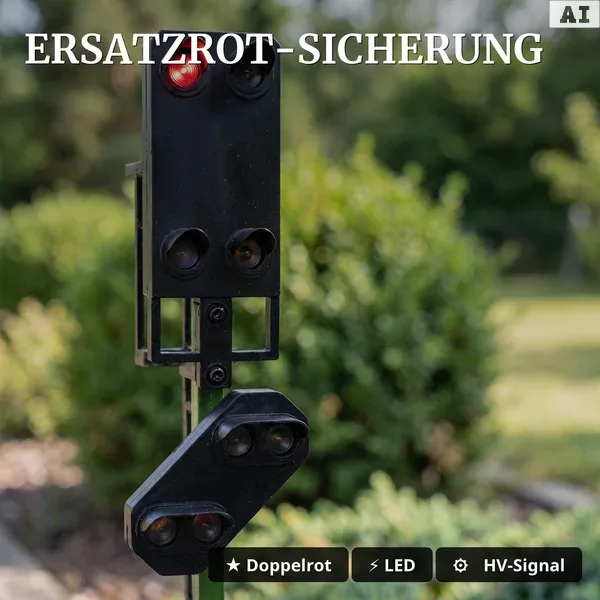 Lichtsignal Typ HV Einfahrtssignal mit Ersatzrot und Vorsignal für Spur G analog / digital mit Decoder ML-Train 83804644 - Ersatzrot-Sicherung