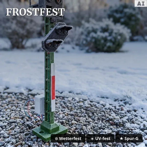 Lichtsignal Typ HV Einfahrtssignal mit Ersatzrot und Vorsignal für Spur G analog / digital mit Decoder ML-Train 83804644 - Frostfest