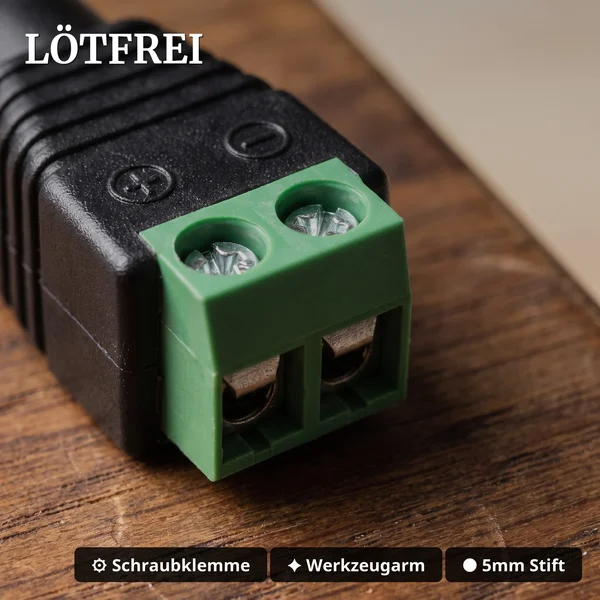 Anschlussadapter mit DC-Hohlbuchse 5,5 x 2,5 mm auf Terminal Block  – Spur G ML-Train 84003055 - Lötfrei