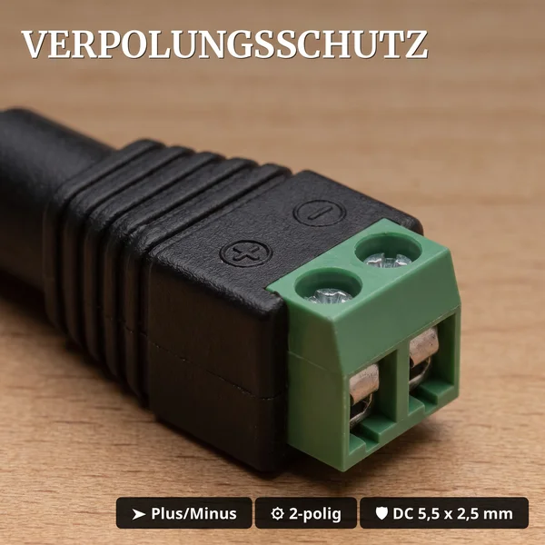Anschlussadapter mit DC-Hohlbuchse 5,5 x 2,5 mm auf Terminal Block  – Spur G ML-Train 84003055 - Verpolungsschutz