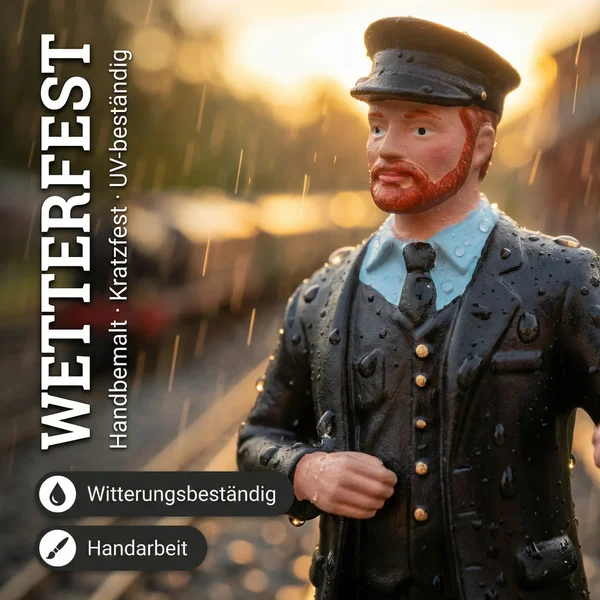 ML-Train Lokführer Tobias Spur G – Dampflok DR/HSB, stehend rechts lehnend, handbemalt - Wetterfeste Handarbeit