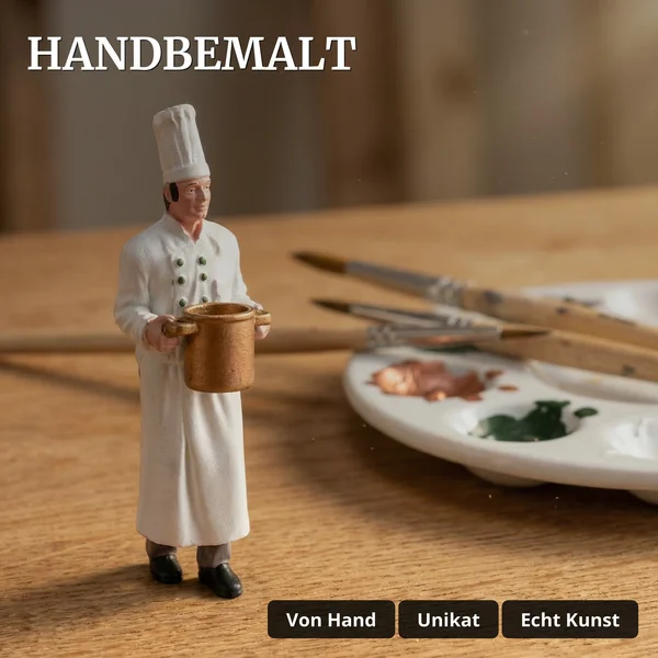 ML-Train Chefkoch Massimo Spur G – Figur mit Kochtopf, Handbemalt, Wetterfest - Handbemalt